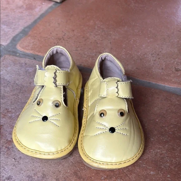 Yellow Baby Walker Shoes with Smiling Face Design - Picture 1 of 3